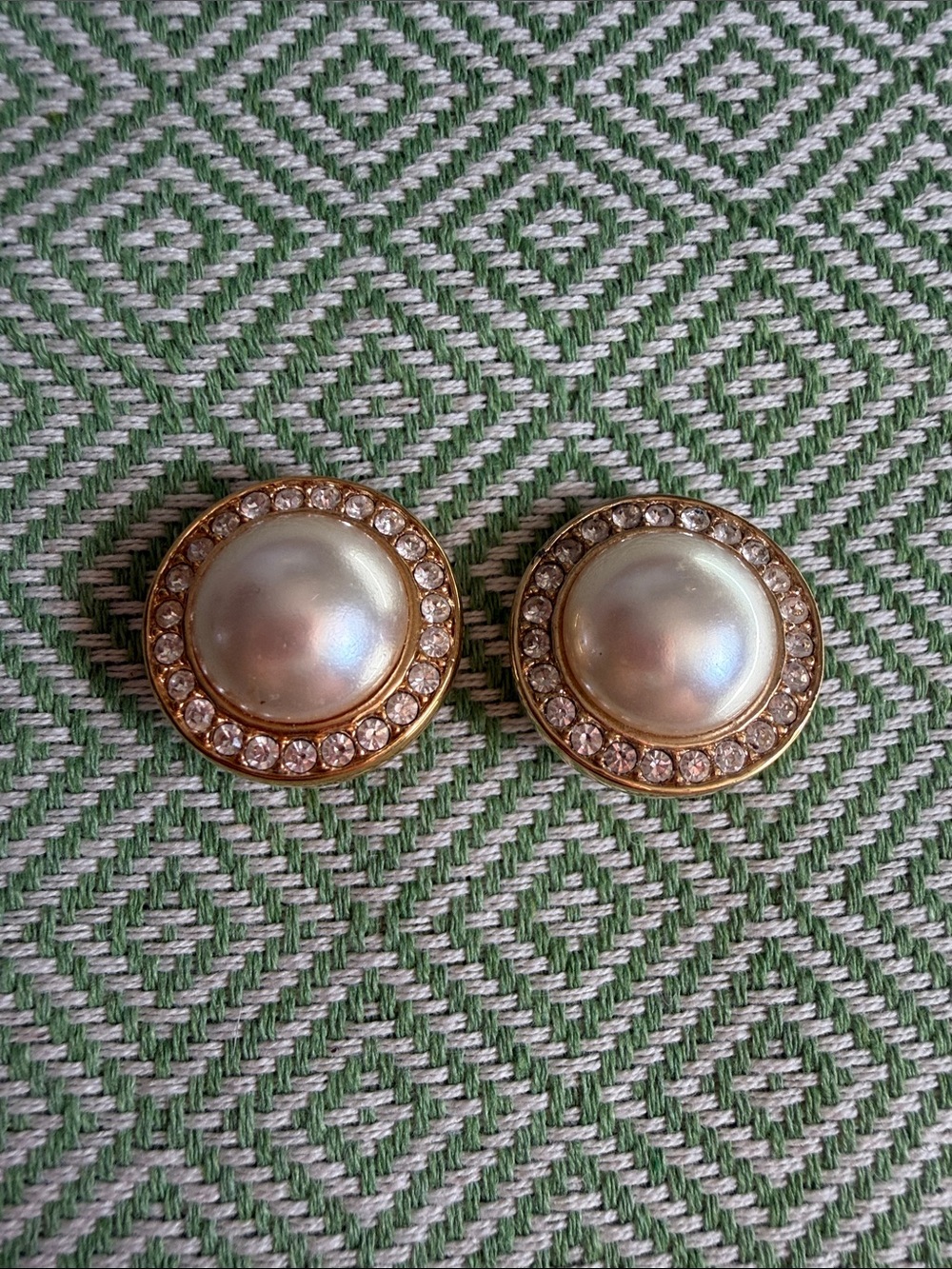 Classic Pearl and Crystal Gold-Tone Clip Earrings